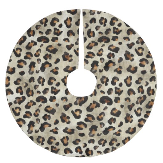 Leopard Cheetah Animal Print Pattern Beige Brown Kerstboom Rok (Voorkant)