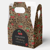 Leopard Cheetah Animal Print Red Cherries Bedankdoosjes (Geopend)
