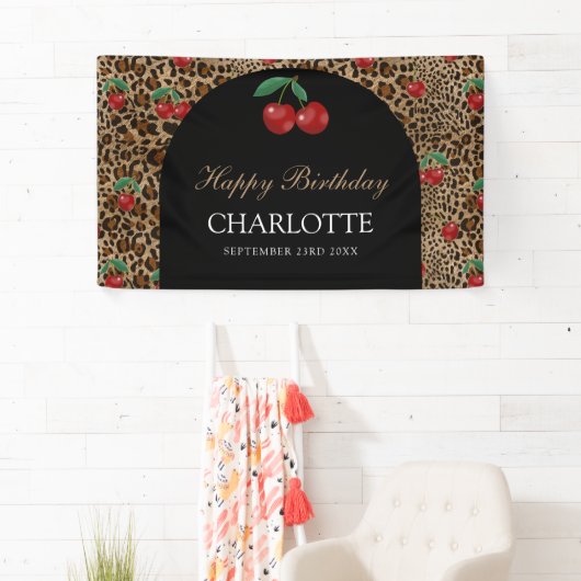 Leopard Cheetah Animal Print Red Cherry Birthday Spandoek (Insitu)