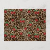 Leopard Cheetah Animal Print Red Cherry Pattern Briefkaart (Voorkant)