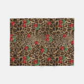 Leopard Cheetah Animal Print Red Cherry Pattern Fleece Deken (Voorkant (Horizontaal))