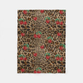 Leopard Cheetah Animal Print Red Cherry Pattern Fleece Deken (Voorkant)