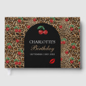 Leopard Cheetah Animal Print Red Cherry Pattern Gastenboek (Voorkant)
