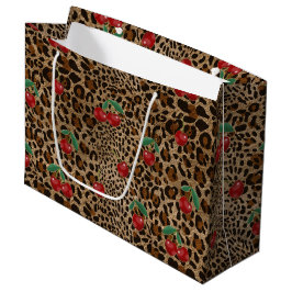 Leopard Cheetah Animal Print Red Cherry Pattern Groot Cadeauzakje