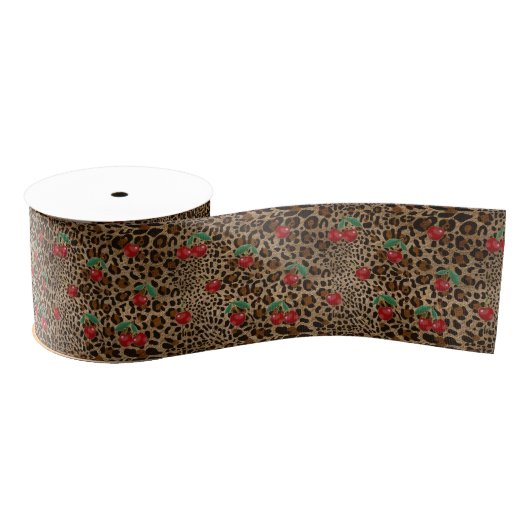 Leopard Cheetah Animal Print Red Cherry Pattern Grosgrain Lint (Spoel)