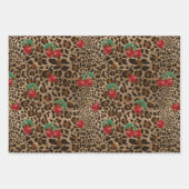 Leopard Cheetah Animal Print Red Cherry Pattern Inpakpapier Vel (Voorkant)