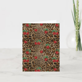 Leopard Cheetah Animal Print Red Cherry Pattern Kaart