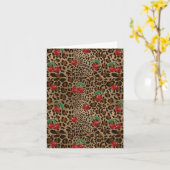 Leopard Cheetah Animal Print Red Cherry Pattern Kaart (Gele Bloem)