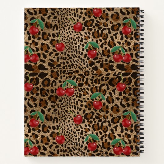 Leopard Cheetah Animal Print Red Cherry Pattern Notitieboek (Achterkant)