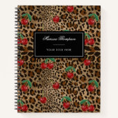 Leopard Cheetah Animal Print Red Cherry Pattern Notitieboek (Voorkant)