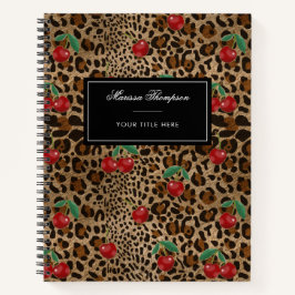 Leopard Cheetah Animal Print Red Cherry Pattern Notitieboek