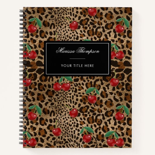 Leopard Cheetah Animal Print Red Cherry Pattern Notitieboek (Voorkant)