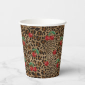 Leopard Cheetah Animal Print Red Cherry Pattern Papieren Bekers (Achterkant)