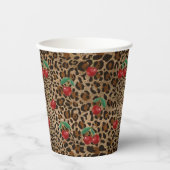 Leopard Cheetah Animal Print Red Cherry Pattern Papieren Bekers (Voorkant)