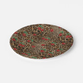 Leopard Cheetah Animal Print Red Cherry Pattern Papieren Bordje (Gekanteld)