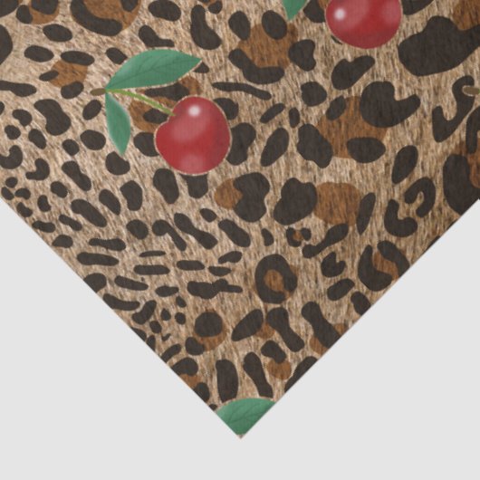 Leopard Cheetah Animal Print Red Cherry Pattern Tissuepapier (Detail)