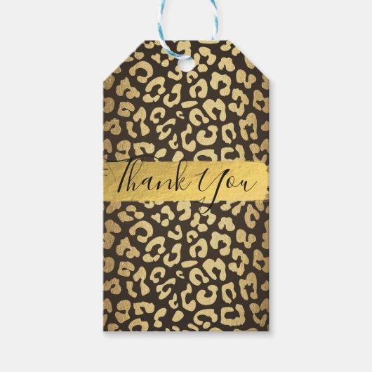 Leopard Cheetah Animal Skin Print Gouden Favor Cadeaulabel (Voorkant)