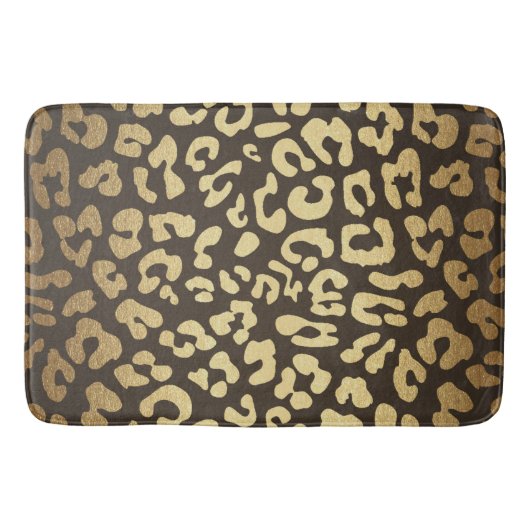 Leopard Cheetah Animal Skin Print Modern Glam Gold Badmat (Voorkant)