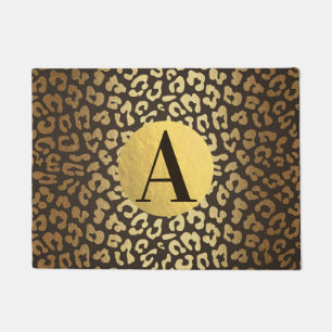Leopard Cheetah Animal Skin Print Modern Glam Gold Deurmat