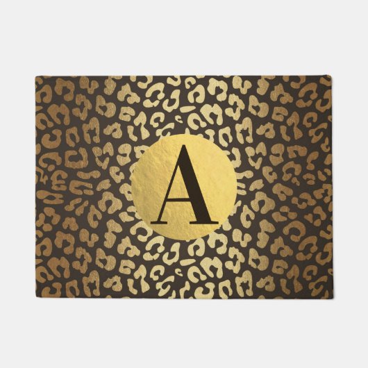 Leopard Cheetah Animal Skin Print Modern Glam Gold Deurmat (Voorkant)