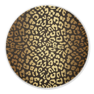 Leopard Cheetah Animal Skin Print Modern Glam Gold Keramische Knop