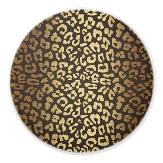 Leopard Cheetah Animal Skin Print Modern Glam Gold Keramische Knop (Voorkant)