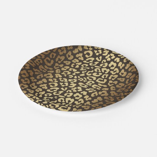 Leopard Cheetah Animal Skin Print Modern Glam Gold Papieren Bordje (Gekanteld)