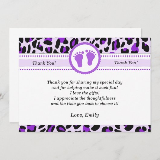 Leopard Cheetah Bedankt voor je kaart Paars (Voorkant / Achterkant)