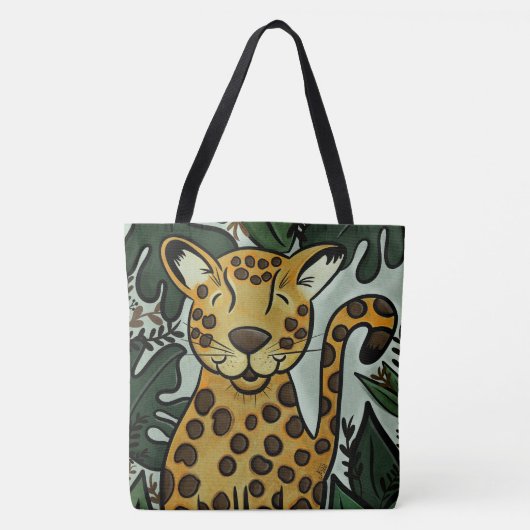 Leopard Cheetah Big Oerwoud Cat Art van Jess Tote Bag (Voorkant)