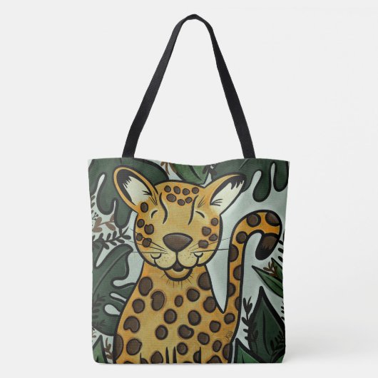 Leopard Cheetah Big Oerwoud Cat Art van Jess Tote Bag (Achterkant)