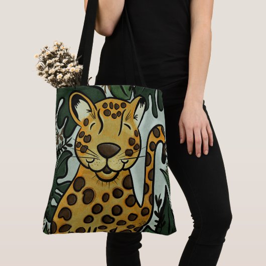 Leopard Cheetah Big Oerwoud Cat Art van Jess Tote Bag (Dichtbij)