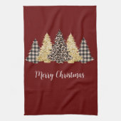 Leopard Cheetah Buffalo met kerstbomen Theedoek (Verticaal)