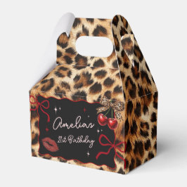 Leopard Cheetah Cherry Birthday Favor Box Bedankdoosjes