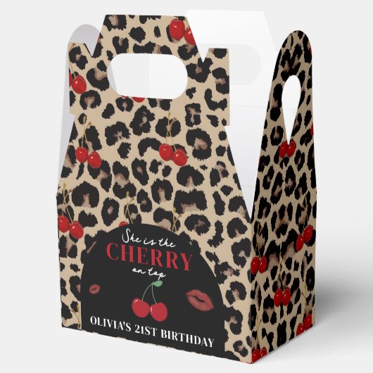 Leopard Cheetah Cherry Birthday Favor Box Bedankdoosjes (Geopend)