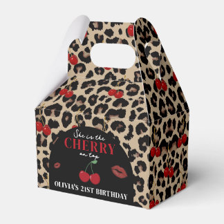 Leopard Cheetah Cherry Birthday Favor Box Bedankdoosjes
