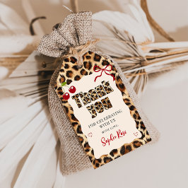 Leopard Cheetah Cherry Birthday Gift Tags Cadeaulabel