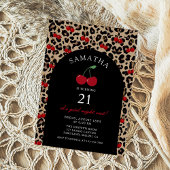 Leopard Cheetah Cherry Birthday Invitation Kaart