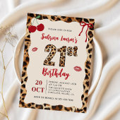 Leopard Cheetah Cherry Birthday Kaart