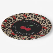 Leopard Cheetah Cherry Birthday Party Paper Plates Papieren Bordje (Gekanteld)