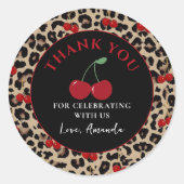 Leopard Cheetah Cherry Birthday Sticker (Voorkant)