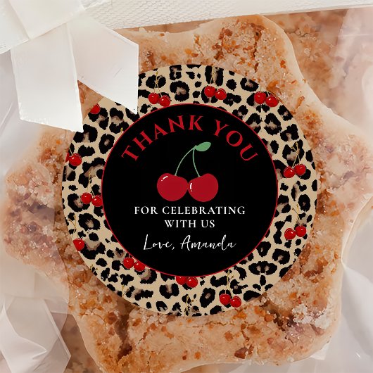 Leopard Cheetah Cherry Birthday Sticker