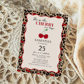 Leopard Cheetah Cherry On Top Birthday Invitation Kaart