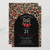Leopard Cheetah Coquette Cherry Birthday Kaart (Voorkant / Achterkant)