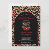 Leopard Cheetah Coquette Cherry Bridal Shower Kaart (Voorkant)