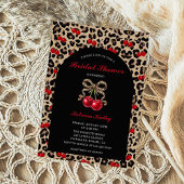 Leopard Cheetah Coquette Cherry Bridal Shower Kaart