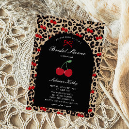 Leopard Cheetah Coquette Cherry Bridal Shower Kaart