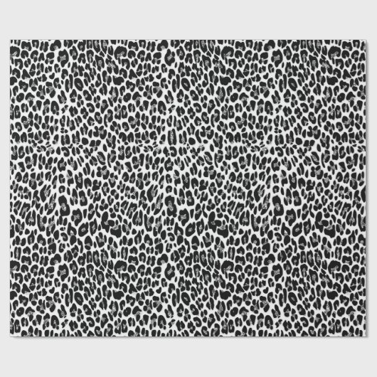 Leopard, cheetah, dierlijk drukgrijs cadeaupapier (Vlak)