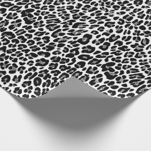 Leopard, cheetah, dierlijk drukgrijs cadeaupapier (Hoek)