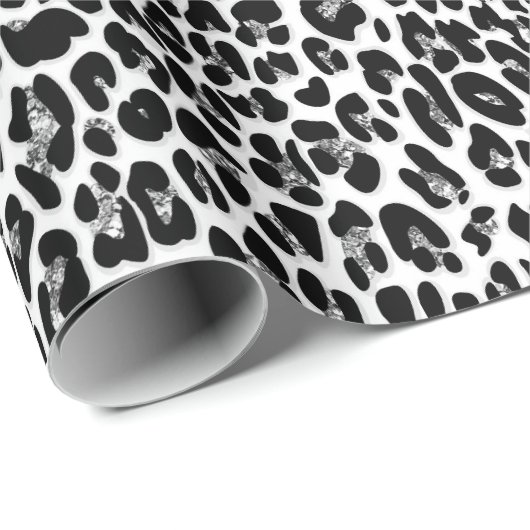 Leopard, cheetah, dierlijk drukgrijs cadeaupapier (Rol Hoek)