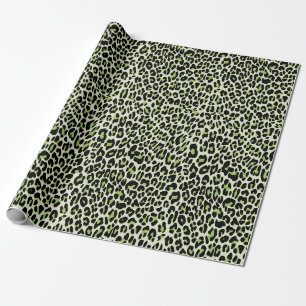 Leopard, cheetah, dierlijk gedrukt groen cadeaupapier